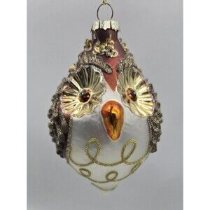 Robert Stanley Owl Glass Ornament Frosting Wings Jeweled